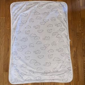 Carters white cloud and elephant baby blanket